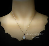 Rhombic Style White Opal Necklace - 18KGP Sterling Silver - Diamond Cushion Cut - Large White Synthetic Opal Pendant October Birthstone #968