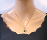 Large Triangle Green Peridot Necklace - Rose Gold Coated Sterling Silver High Quality Trillion Cut 8 CT Peridot Pendant #727