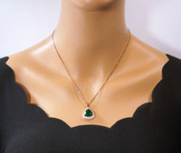 Large Triangle green emerald Necklace - Rose Gold Coated Sterling Silver High Quality Trillion Cut 8 CT Emerald Pendant #724