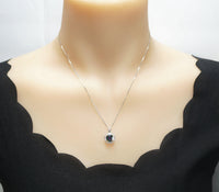Dainty Cushion Mystic Topaz Necklace - Sterling Silver Gemstone Square Halo Solitaire Royal Rainbow Topaz Jewelry #173