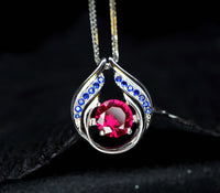 Ruby Necklace Sterling Silver Blue Sapphire Wing Jewelry 18kgp Hold Your Heart Red Ruby Jewelry #530