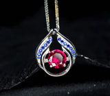 Ruby Necklace Sterling Silver Blue Sapphire Wing Jewelry 18kgp Hold Your Heart Red Ruby Jewelry #530