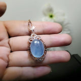 Natural Aquamarine Necklace Sterling Silver 13 ct Oval 18k Rose gold coated Crystal Chakra Healing High Frequency March Birthstone 1047