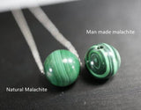 Natural Malachite Necklace - Sterling Silver White Gold Mermaid Pendant - Heart Chakra Healing Green Stone Jewelry #934