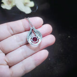 Ruby Necklace Sterling Silver Blue Sapphire Wing Jewelry 18kgp Hold Your Heart Red Ruby Jewelry #530
