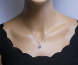 Ruby Necklace 925 Sterling Silver Gemstone Flower 18KGP Ruby Pendant #428