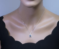 Mystic Topaz Pendant - 18KGP @ Sterling Silver - Gemstone Square Halo Solitaire - Royal Rainbow Topaz Jewelry #139