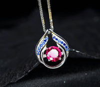 Ruby Necklace Sterling Silver Blue Sapphire Wing Jewelry 18kgp Hold Your Heart Red Ruby Jewelry #530