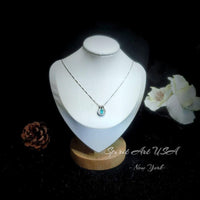 Tiny Horse shoe Paraiba Tourmaline Necklace white gold 18kgp blue gemstone sterling silver horseshoe pendant #189