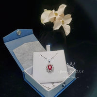 Ruby Necklace 925 Sterling Silver Gemstone Flower 18KGP Ruby Pendant #428