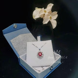 Ruby Necklace 925 Sterling Silver Gemstone Flower 18KGP Ruby Pendant #428