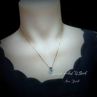 Tiny Horse shoe Paraiba Tourmaline Necklace white gold 18kgp blue gemstone sterling silver horseshoe pendant #189