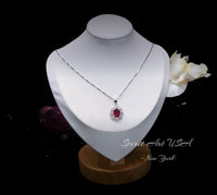 Ruby Necklace 925 Sterling Silver Gemstone Flower 18KGP Ruby Pendant #428