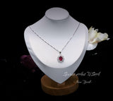 Ruby Necklace 925 Sterling Silver Gemstone Flower 18KGP Ruby Pendant #428
