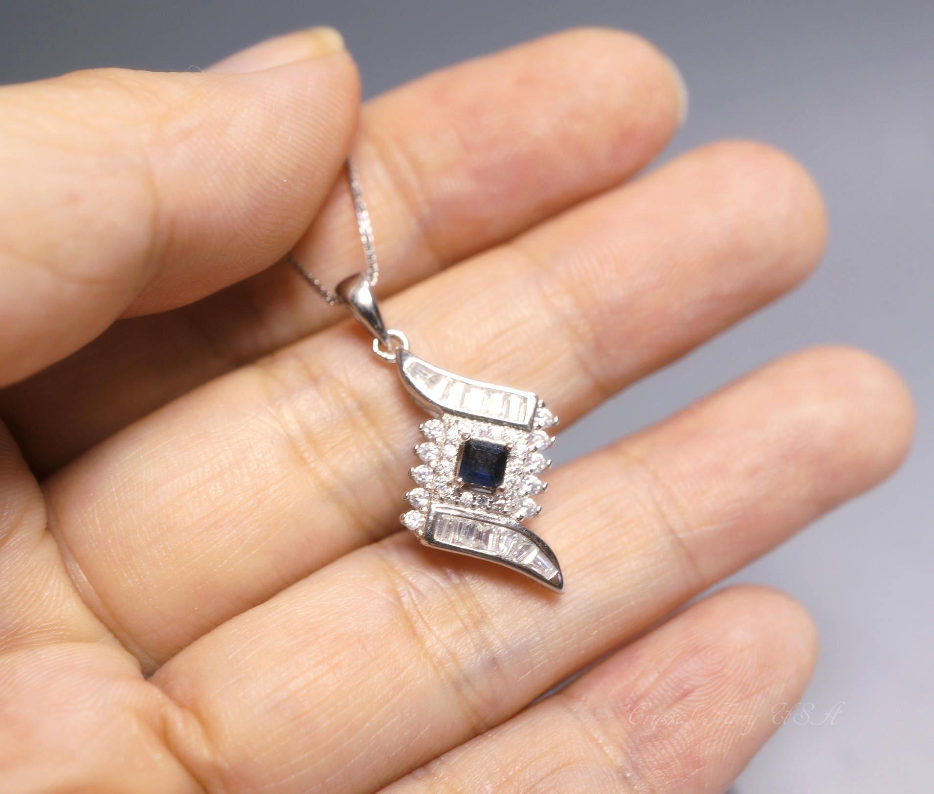 Genuine Blue Sapphire Necklace - High Quality Dainty Sterling Silver - Blue Sapphire Necklace