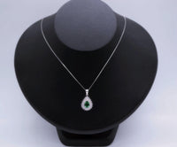 Double Halo Teardrop Emerald Necklace - 18kgp @ Sterling Silver - 1.2 CT Pear Cut Dainty Emerald Pendant #367