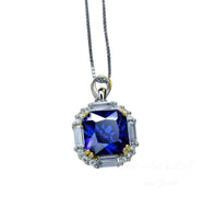 Solitaire Tanzanite Necklace - Deep Royal Blue Tanzanite Pendant - 18KGP @ Sterling Silver - December Birthstone - Square Scissor Cut #413