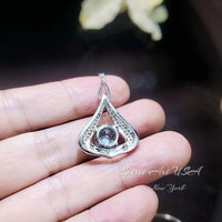 Protective Heart Aquamarine Necklace - Gemstone Fat Triangle Aquamarine Pendant 18KGP & Sterling Silver 2 Ct Round Cut Light Blue Stone #679