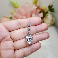 Genuine Amethyst Necklace - Double Heart Amethyst Jewelry - Full Sterling Silver Made February Birthstone Natural Gemstone Pendant #927