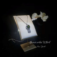 Large Green Peridot Necklace - 18KGP @ Sterling Silver - dreamcatcher Necklace - August Birthstone - Dream Catcher Peridot Pendant #690
