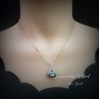 Protective Heart Aquamarine Necklace - Gemstone Fat Triangle Aquamarine Pendant 18KGP & Sterling Silver 2 Ct Round Cut Light Blue Stone #679