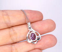 Genuine Amethyst Necklace - Sterling Silver Petal February Birthstone Natural Amethyst Jewelry #461