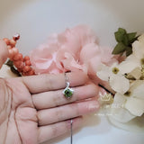 2.2 CT Green Peridot Necklace Gemstone Knot Pendant - Simple Bowknot Lab Created Deep Green Gemstone 18k @ Sterling Silver Minimalist 058