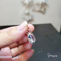 7 CT Aquamarine Necklace Gemstone Crown Rose Gold Sterling Silver Blue Gemstone Pendant Large Oval March Birthstone Solitaire Halo 800