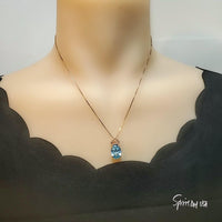 7 CT Aquamarine Necklace Gemstone Crown Rose Gold Sterling Silver Blue Gemstone Pendant Large Oval March Birthstone Solitaire Halo 800