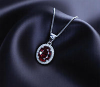 Orange Spessartite Garnet Necklace Tangerine Sapphire pendant - Oval cut Halo Pendant - 18KGP @ Sterling Silver 1110