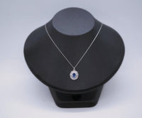 Blue Sapphire Gemstone Lotus Necklace - 18KGP @ Sterling Silver - Blue Sapphire Pendant Jewelry #451