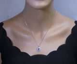 Blue Sapphire Gemstone Lotus Necklace - 18KGP @ Sterling Silver - Blue Sapphire Pendant Jewelry #451