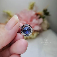 Large 10mm Tanzanite Necklace - Full Sterling Silver Solitaire Round Lab Created Energic Tanzanite Pendant December Birthstone #502