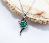 2 CT Round Emerald Necklace Sterling Silver Bow Swirl Infinity Green Emerald Pendant Green Gemstone Jewelry May Birthstone #509