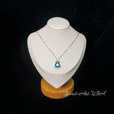 Brilliant Blue Topaz Necklace - 18KGP Sterling Silver - Triangle Blue Topaz Pendant - Large 10 Ct Trillian Cut - Butterfly Style #679