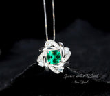 Tiny Square Emerald Necklace - 18kgp @ Sterling Silver - Gemstone Windmill Necklace - Mini Green Emerald Jewelry #304