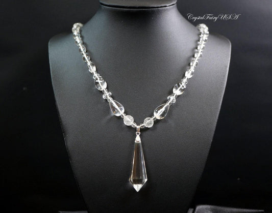 Clear Quartz Necklace Clear Quartz Point Necklace - Crystal Stone Necklace Luxury Crystal Healing Necklace -Luxury Clear Quartz 2602