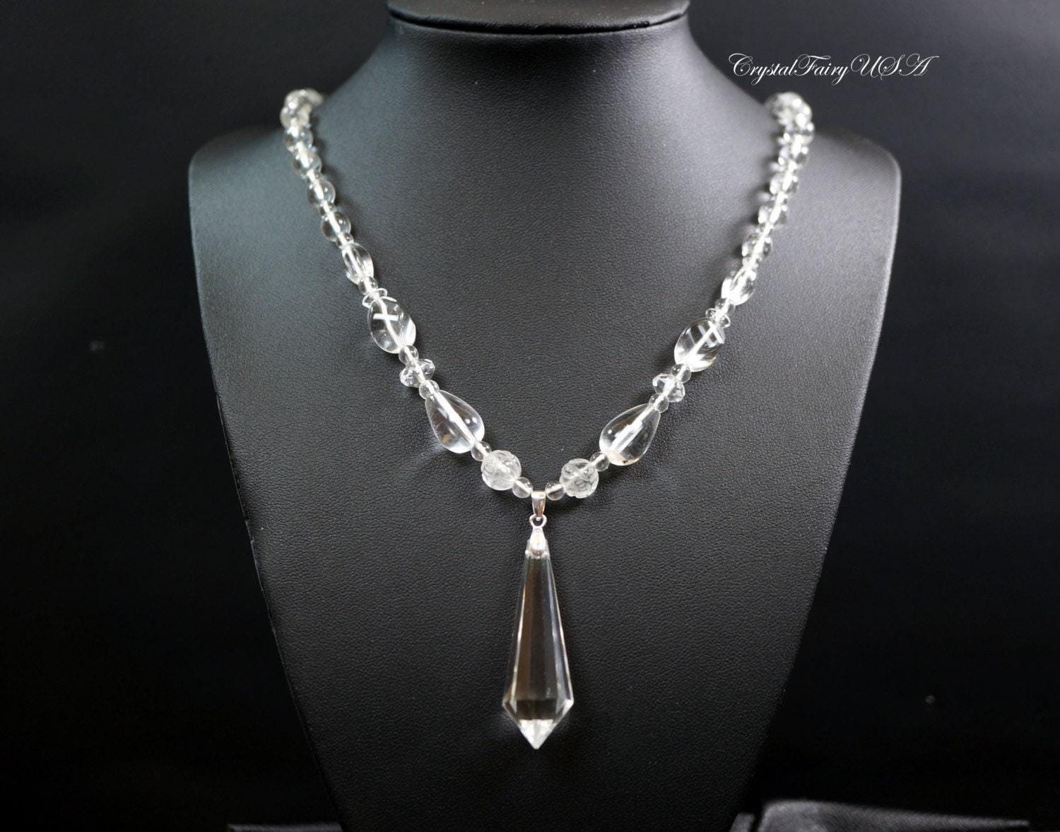 Clear Quartz Necklace Clear Quartz Point Necklace - Crystal Stone Necklace Luxury Crystal Healing Necklace -Luxury Clear Quartz 2602