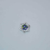 Custom listing for Ariana with Mystic topaz in David Star Necklace Style white gold coated sterling silver # 1112