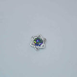 Custom listing for Ariana with Mystic topaz in David Star Necklace Style white gold coated sterling silver # 1112