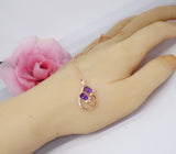 Genuine Amethyst Necklace, Floral Style - 18kgp @ Sterling Silver - Natural Lanvnder Amethyst Jewelry, Crystal Yoga Pendant Rose gold style