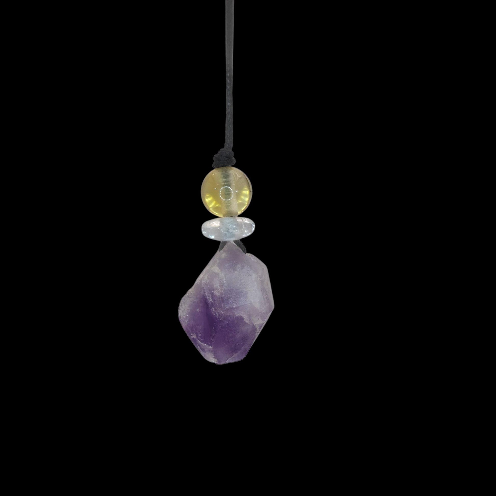 Chunky amethyst Quartz Necklace Leather cord , Raw Crystal Jewelry with Clear quartz and citrine Long Chain Adjustable UP to #2344