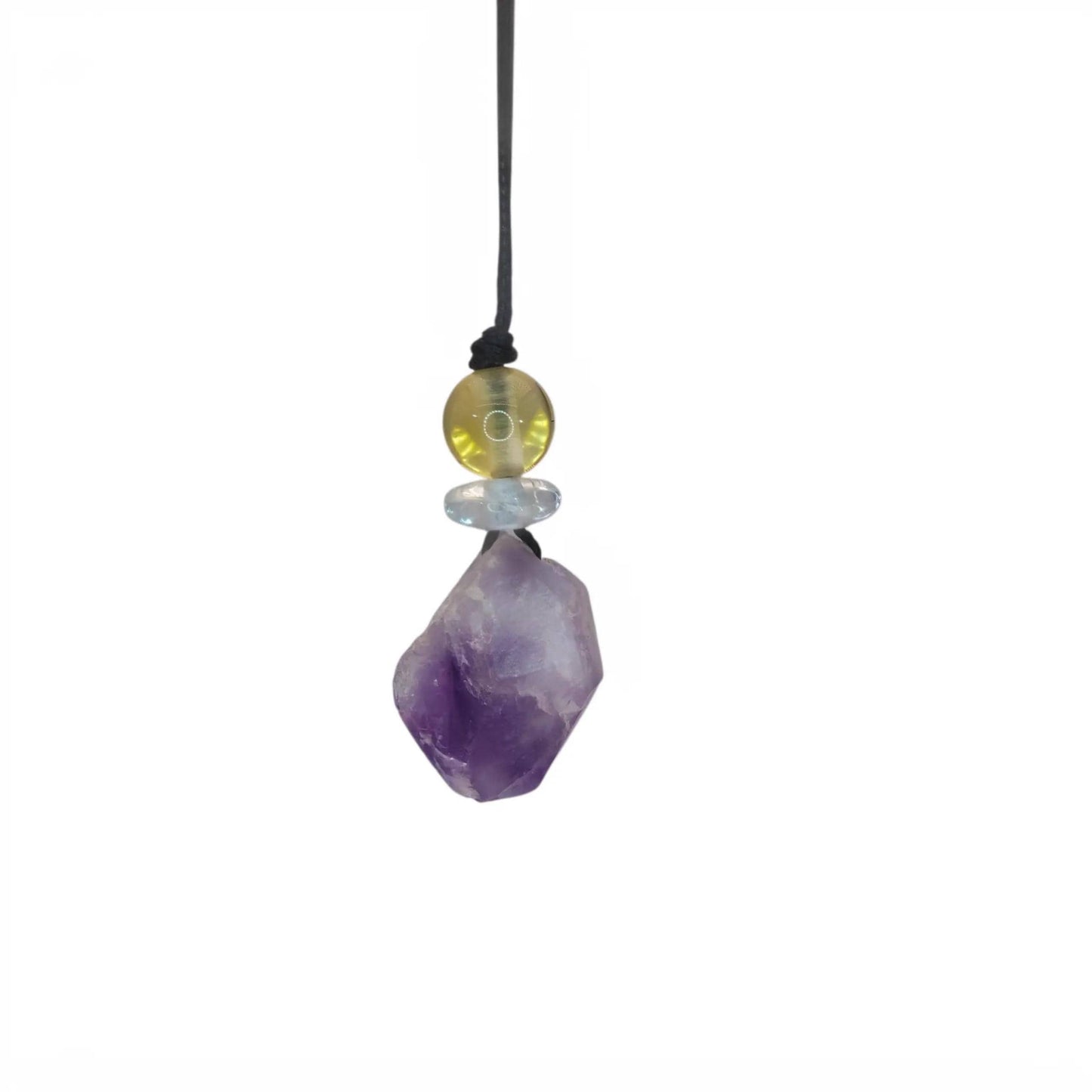 Chunky amethyst Quartz Necklace Leather cord , Raw Crystal Jewelry with Clear quartz and citrine Long Chain Adjustable UP to #2344