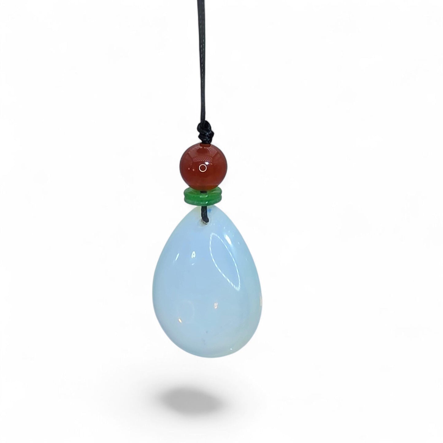 Opalite white opal Necklace Leather cord , Large Size Genuine white opal Jewelry Long Chain Adjustable UP to 30" chunky stone jewelry #2340