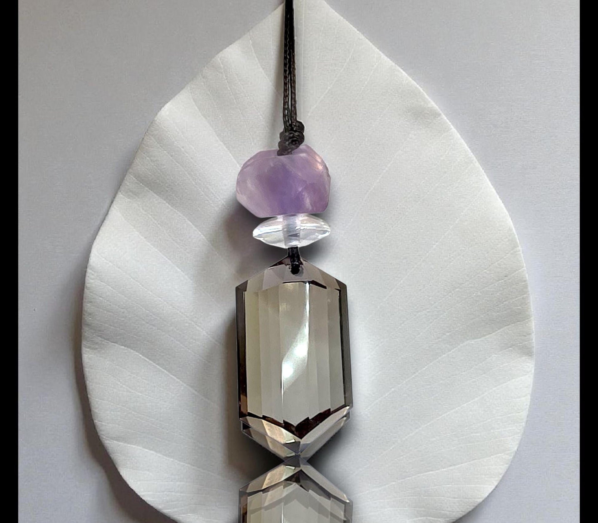 Genuine Smoky Quartz Necklace Leather cord , Chunky Large Size Raw Smokey quartz Amethyst Jewelry Long Chain Adjustable UP to 30" #2342