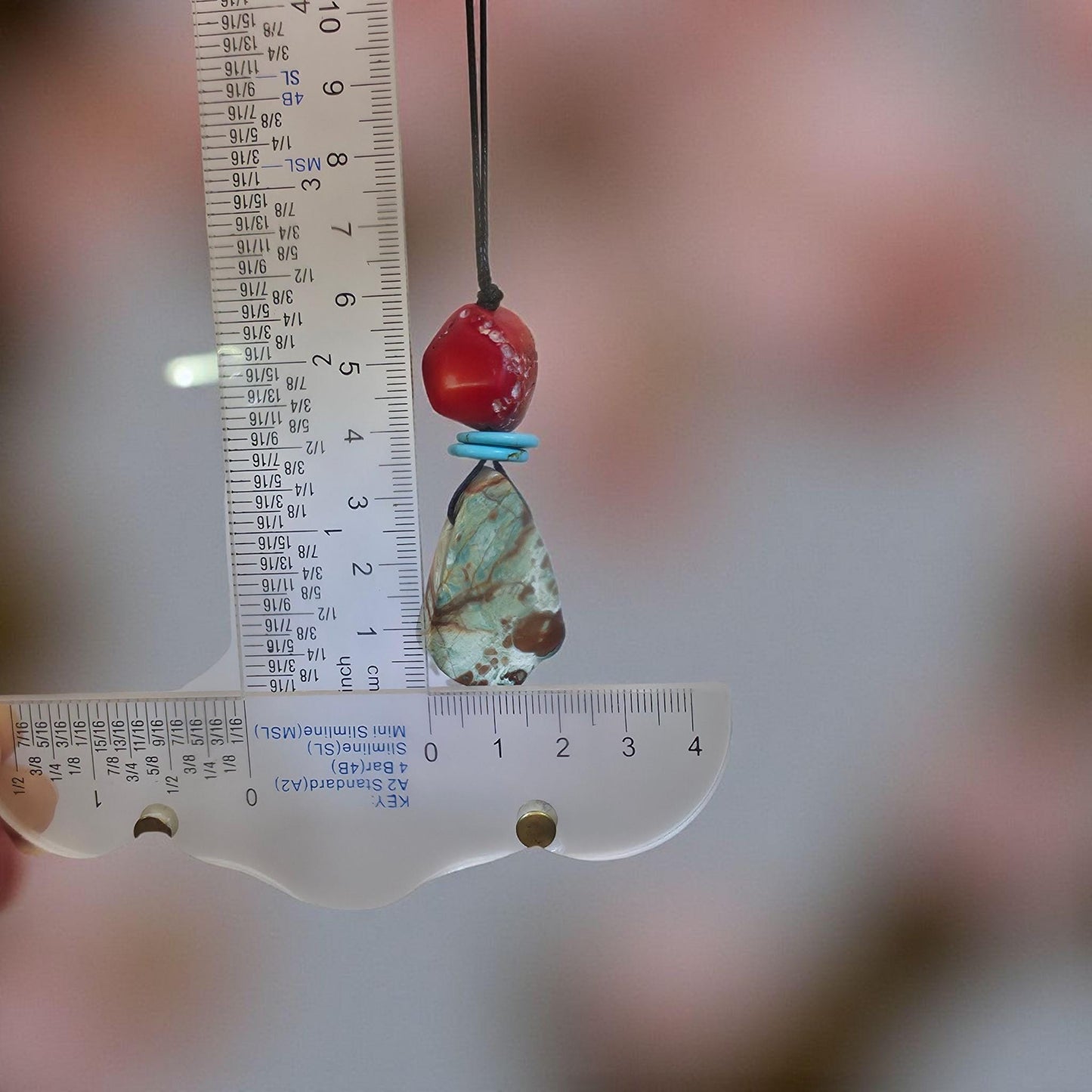 Large Green Jasper Core Necklace Bohemian Style Pendant Leather cord Chunky Raw African Jasper Jewelry Adjustable UP to 30" #2321