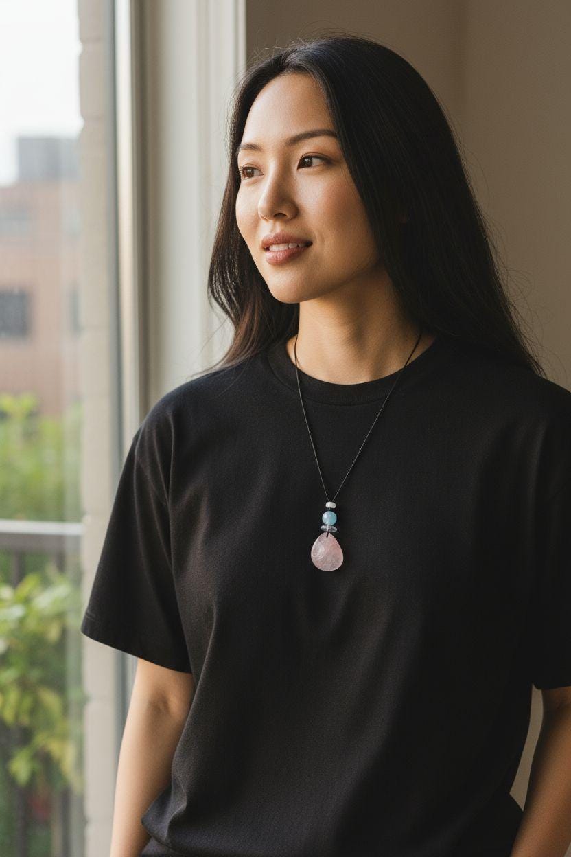 Large rose quartz Quartz Necklace Aquamarine Pendant Leather cord Raw Rose Quartz Jewelry Chain UP to 30" chunky stone jewelry #2343