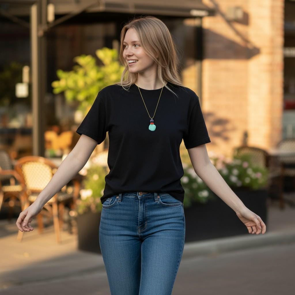 Rough Turquoise Pendant Necklace, Lapis Lazuli & Coral, 30" Adjustable Gold silk cord , Boho Coastal Jewelry, chunky stone jewelry #2328