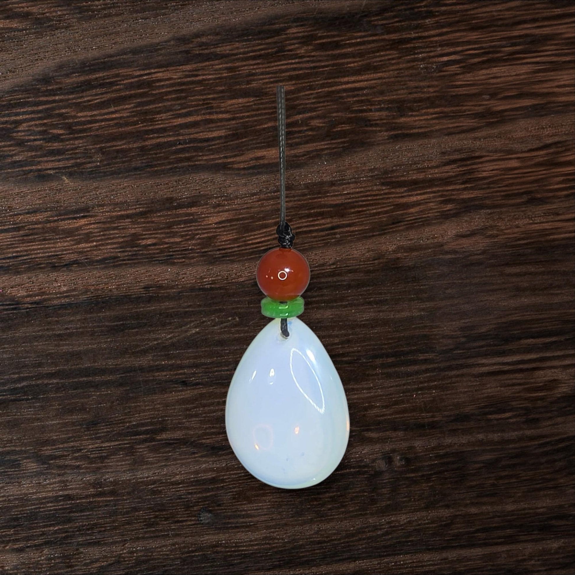 Opalite white opal Necklace Leather cord , Large Size Genuine white opal Jewelry Long Chain Adjustable UP to 30" chunky stone jewelry #2340