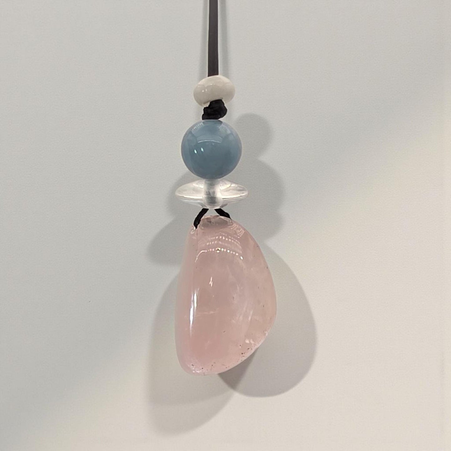 Large rose quartz Quartz Necklace Aquamarine Pendant Leather cord Raw Rose Quartz Jewelry Chain UP to 30" chunky stone jewelry #2343